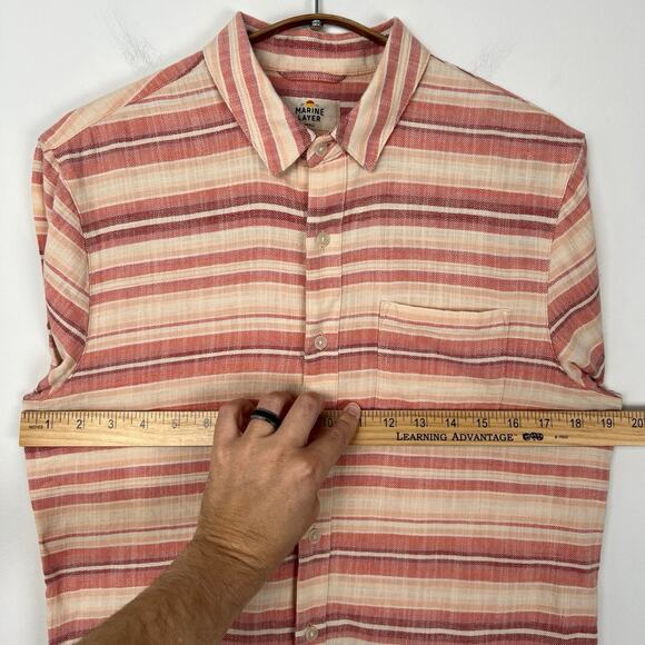 Marine Layer Mens Stretch Selvage Short Sleeve Shirt Size Small Outdoor Beach - Picture 8 of 8